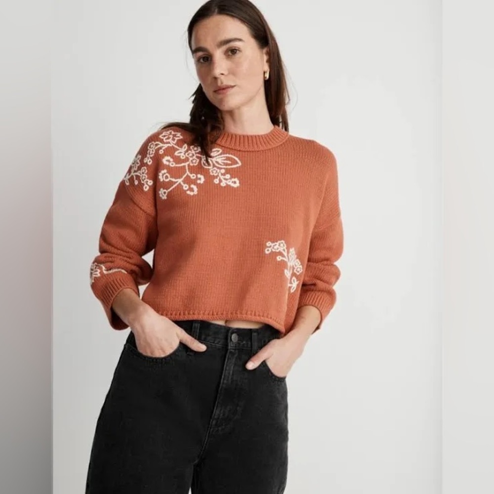 Madewell Adina Floral Embroidered Sweater